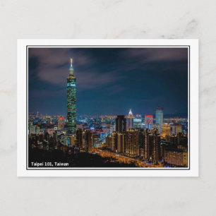Nachtscène van Taipei 101, Taiwan Briefkaart