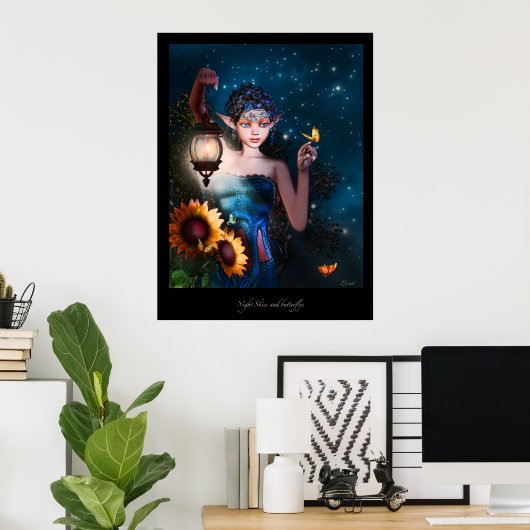 Nachtschachten en Butterflys Poster (Thuiskantoor)