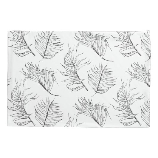 Nachtschaduw Botanische Zwart-witte Kussensloop (Achterkant)