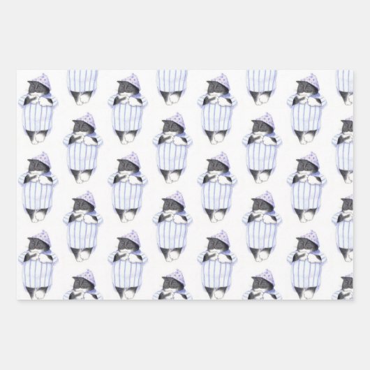 NACHTSHIRT CAT Flat Sheet Wrapping Papier Inpakpapier Vel (Voorkant)