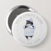 NACHTSHIRT KAT Kind ID Button - Wit (Voorkant /achterkant)
