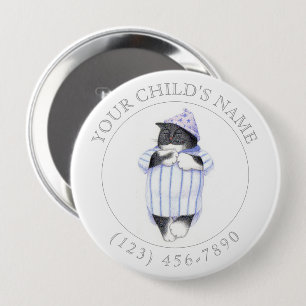 NACHTSHIRT KAT Kind ID Button - Wit