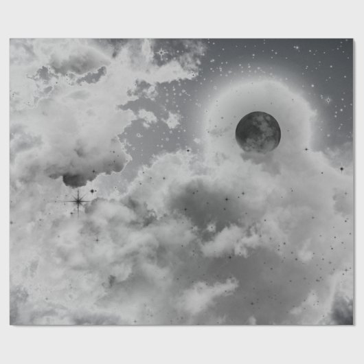 NACHTSKY IN ZWART EN WITTE CADEAUPAPIER (Vlak)