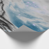 NACHTSKY MET ZWARTE LICHTING BLAUW ZEE GIFT WRAP CADEAUPAPIER (Hoek)