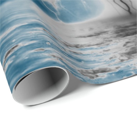 NACHTSKY MET ZWARTE LICHTING BLAUW ZEE GIFT WRAP CADEAUPAPIER (Rol Hoek)