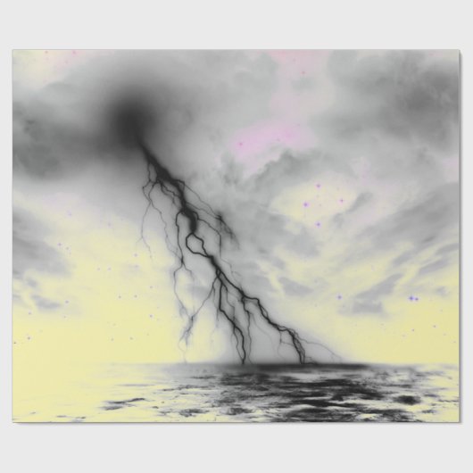 NACHTSKY MET ZWARTE LICHTING EN GEEL WRAPPEN CADEAUPAPIER (Vlak)