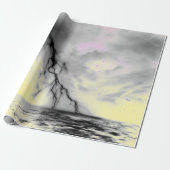 NACHTSKY MET ZWARTE LICHTING EN GEEL WRAPPEN CADEAUPAPIER (Uitgerold)