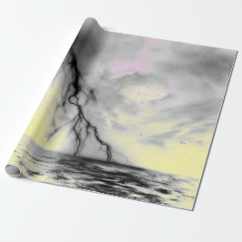 NACHTSKY MET ZWARTE LICHTING EN GEEL WRAPPEN CADEAUPAPIER