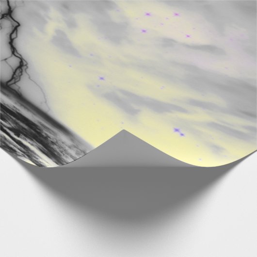 NACHTSKY MET ZWARTE LICHTING EN GEEL WRAPPEN CADEAUPAPIER (Hoek)