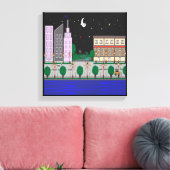 Nachtstad Canvas Afdruk (Insitu (Woonkamer))