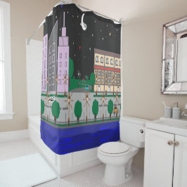 Nachtstad Douchegordijn