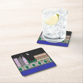 Nachtstad Kartonnen Onderzetters