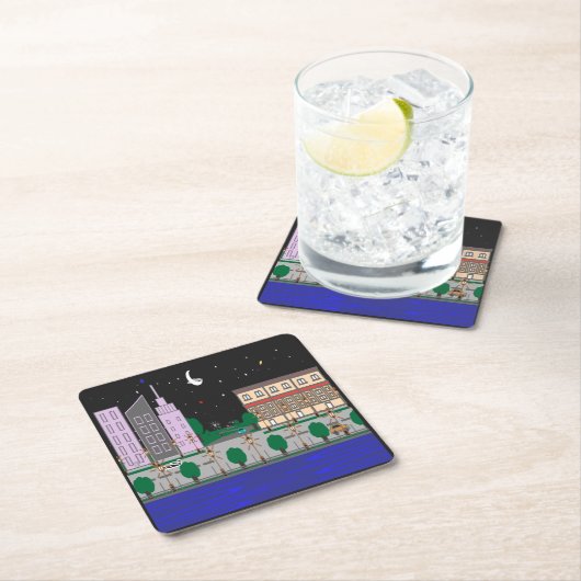 Nachtstad Kartonnen Onderzetters (Insitu)