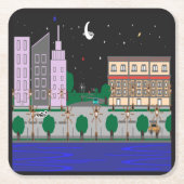 Nachtstad Kartonnen Onderzetters (Voorkant)