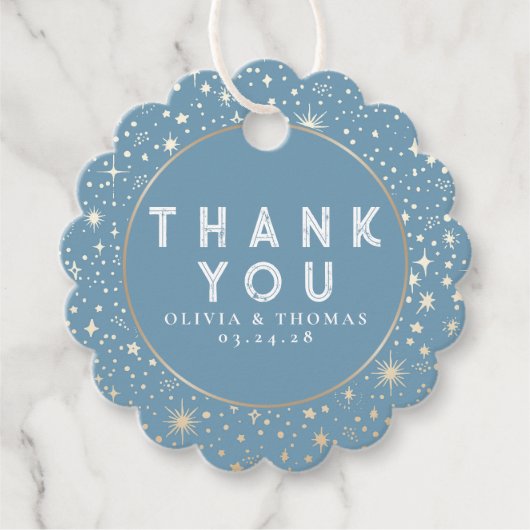 Nachtster Celestial Mystical Dusty Blue Bedankt Bedankjes Labels (Voorkant)