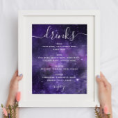 Nachtsterren. Paarse ruimte bruiloft drinken bar m Poster