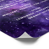 Nachtsterren. Paarse ruimte bruiloft drinken bar m Poster (Hoek)