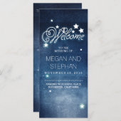 Nachtsterren Romantische Marine Trouwprogramma's Programmakaart (Voorkant / Achterkant)