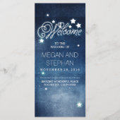 Nachtsterren Romantische Marine Trouwprogramma's Programmakaart (Voorkant)