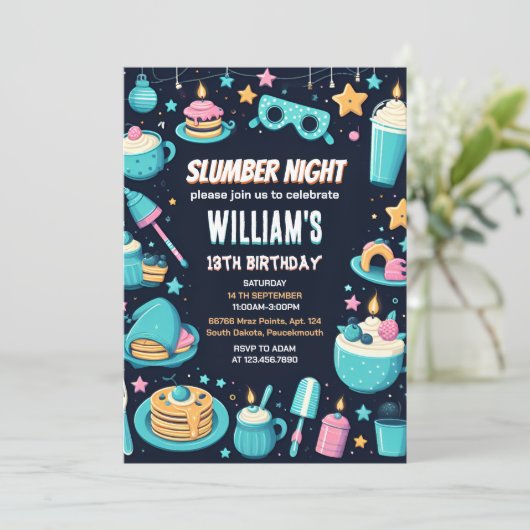 nachtsterren Sleepover Slumber Party 13e verjaarda Kaart (Staand voorkant)