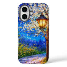 Nachtstraat en lantaarn