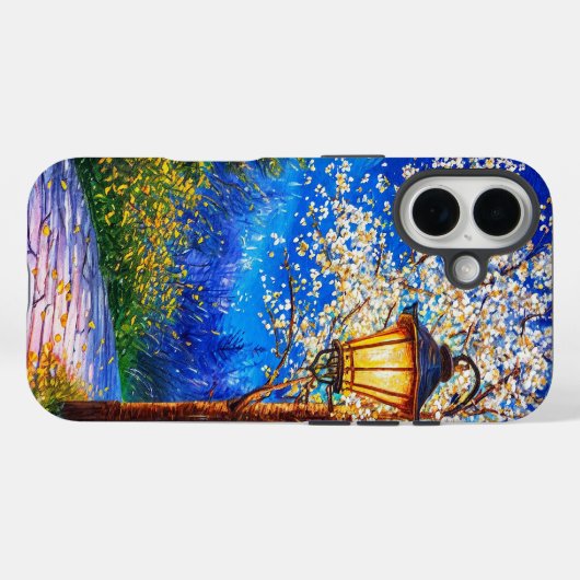 Nachtstraat en lantaarn Case-Mate iPhone case (Achterkant (horizontaal))