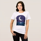 Nachtstrand – Maanverlichte Silhouet T-Shirt (Voorkant volledig)