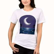 Nachtstrand – Maanverlichte Silhouet T-Shirt