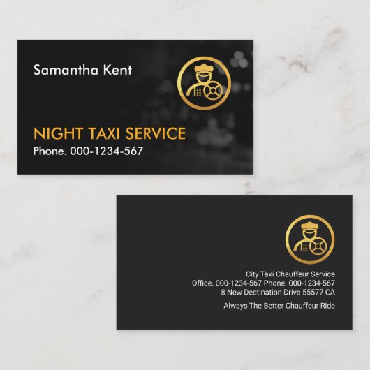 Nachttaxi City Lights Bokeh Visitekaartje (Voorkant / Achterkant)