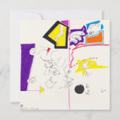 Nachttekening en nap 2 Kat Smile Square Invance Kaart (Voorkant)