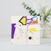 Nachttekening en nap 2 Kat Smile Square Invance Kaart (Staand voorkant)