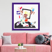 Nachttekening en nap tekeningen De kat keek naar T Canvas Afdruk (Insitu (Woonkamer))