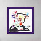 Nachttekening en nap tekeningen De kat keek naar T Canvas Afdruk (Voorkant)