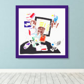 Nachttekening en nap tekeningen De kat keek naar T Canvas Afdruk (Insitu (Houten vloer))