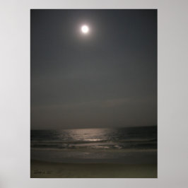 Nachttijd bij de strand poster