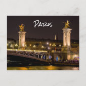 Nachttijd over de Pont Alexandre III brug - Parijs Briefkaart (Voorkant)