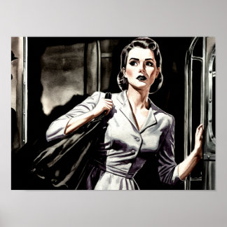 Nachttrein Poster Print Wall Art Noir jaren 1940 r