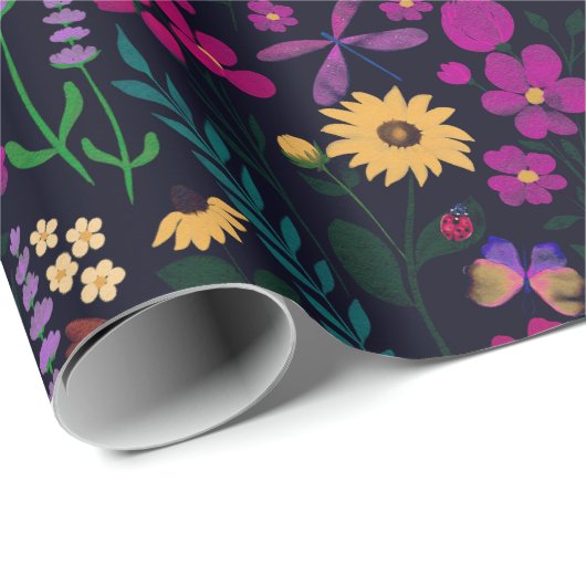 Nachttuin Bloemen Botanisch Cadeaupapier (Rol Hoek)