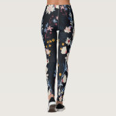 Nachttuin Bloemen Navy Patroon Leggings (Achterkant)