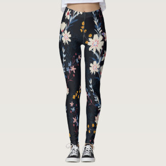 Nachttuin Bloemen Navy Patroon Leggings