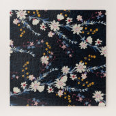 Nachttuin Bloemen Navy Patroon Legpuzzel (Horizontaal)