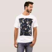 Nachttuin Bloemen Navy Patroon T-shirt (Voorkant volledig)