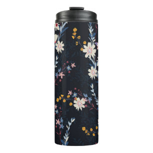 Nachttuin Bloemen Navy Patroon Thermosbeker