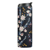 Nachttuin Bloemen Navy Patroon Thermosbeker (Gedraaid links)