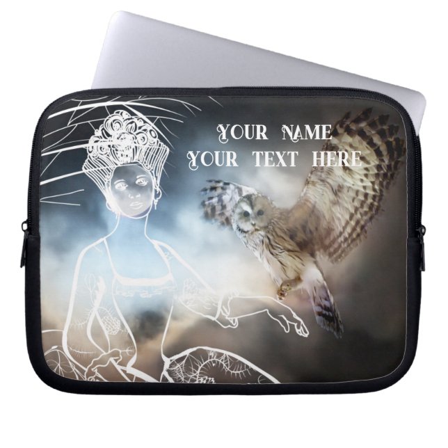 Nachtuil en Dame Laptop Sleeve (Voorkant)