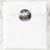 Nachtuil en Dame Ronde Sticker (Tas)