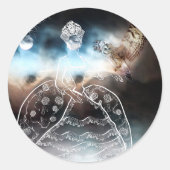 Nachtuil en Dame Ronde Sticker (Voorkant)
