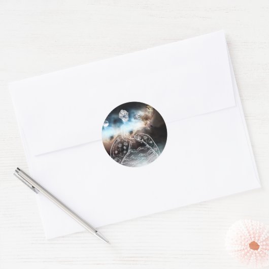 Nachtuil en Dame Ronde Sticker (Envelop)