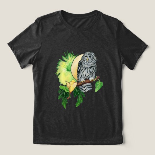 Nachtuil en maan Tri-Blend shirt (Design voorkant)