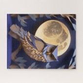 Nachtuil in de boom, Woodland Moon Paper Craft Blu Legpuzzel (Horizontaal)